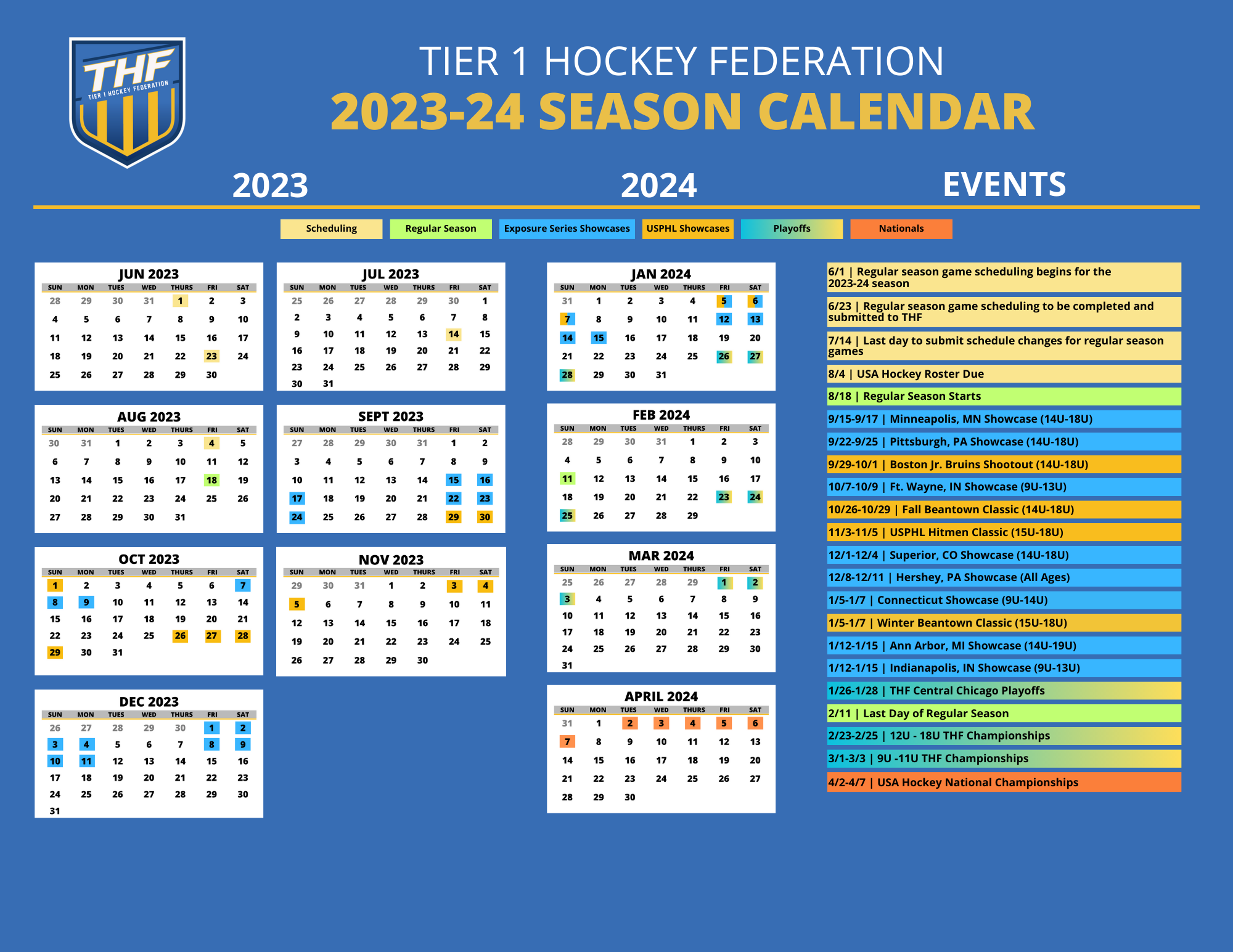 2023-24 THF Season Calendar 8.7